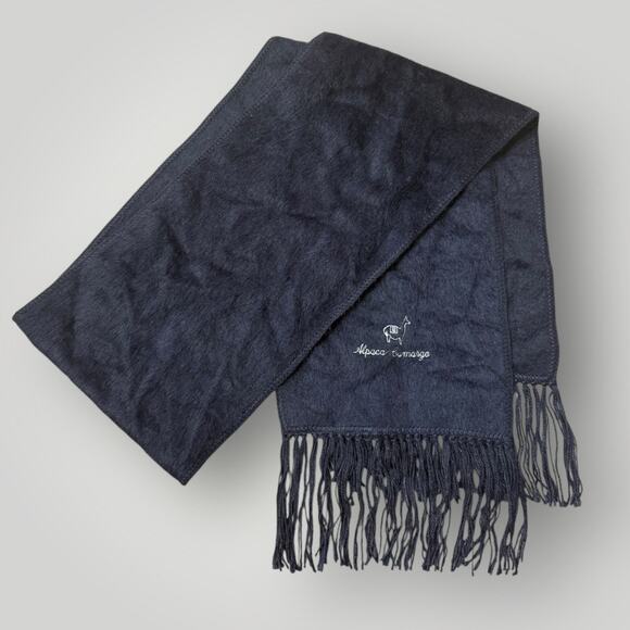 Alpaca Scarf Dark Blue 66 inch - Picture 1 of 5